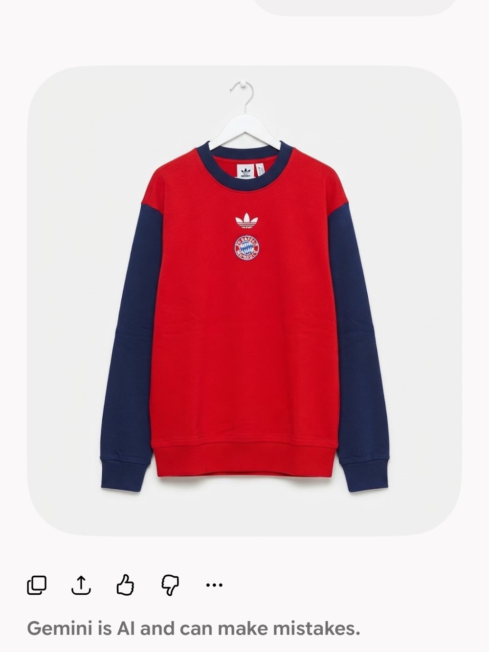ADIDAS 2XL - FC Bayern Munich Red/Blue - Soccer Crewneck Sweatshirt NWT